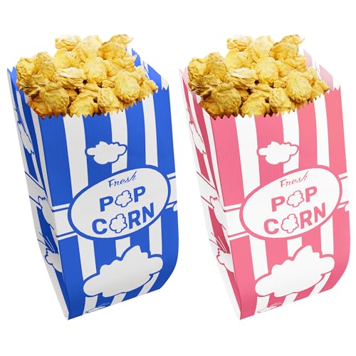 [100-pcs] 1 oz Royal Blue Popcorn Bags + [100-pcs] 1 oz Pink Paper Popcorn Bags - Customizable - Bundle