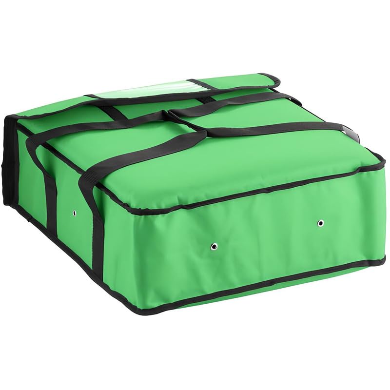 OCS Parts Insulated Green Food Delivery Bag | 18" x 18" x 5" Professional Heavy Duty Thermal Pizza and Food Warmer Carrier with Handles for Easy Transportation