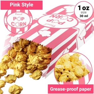 [100-pcs] 1 oz Royal Blue Popcorn Bags + [100-pcs] 1 oz Pink Paper Popcorn Bags - Customizable - Bundle