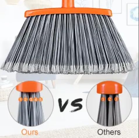 Self-Cleaning Broom and Dustpan Set, Stand Up, Indoor & Outdoor, Gray & Orange (Orange and Gray)