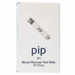 pip v1 blood glucose test strips, 50 count blood sugar test strips for diabetes, use with pip v1 blood glucose monitor only