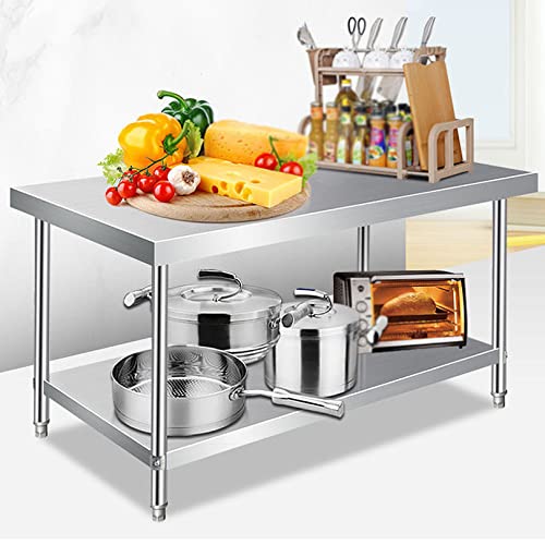 Stainless Steel Work Table for Commercial Kitchen Prep Workbench with Lower Shelf - Restaurant Quality Silver Workbench for Efficient Food Prep