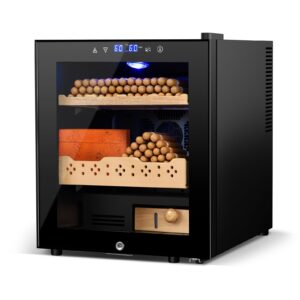 Electric Humidor for Cigars, 50L 300 Counts Large Capacity,Thermostatic Desktop Electric Cooler Cabinet with Digital LED Screen, Safety Lock,Smart Humidity & Temp Control, Gifts for Men