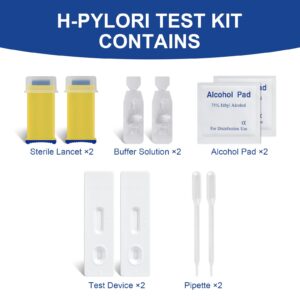 H Pylori Test Kit at Home, Rapid and Precise H Pylori Treatment Test, 10-15 Minutes of Quick Home Testing, Easy to use & Read, Includes 2 Tests