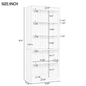 Modern 83" Tall Bookshelf Suite, 5 Tier Bookshelf with Adjustable Shelves, Storage Organizer for CDs/Books/Movies, Free Standing Wood Book Shelves Suite for Living Room Study Room Office, Black