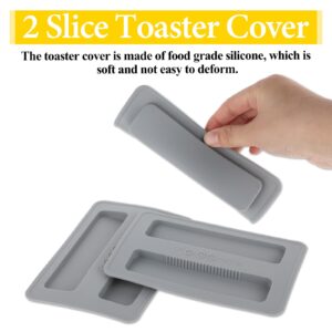 COMNICO Toaster Cover, 2Pcs Silicone Toaster Dust Cover Grey Toaster Appliance Top Cover Kitchen Bread Maker Lid Reusable Top Cover for Bread Sandwich Machine Bread Maker Accessories