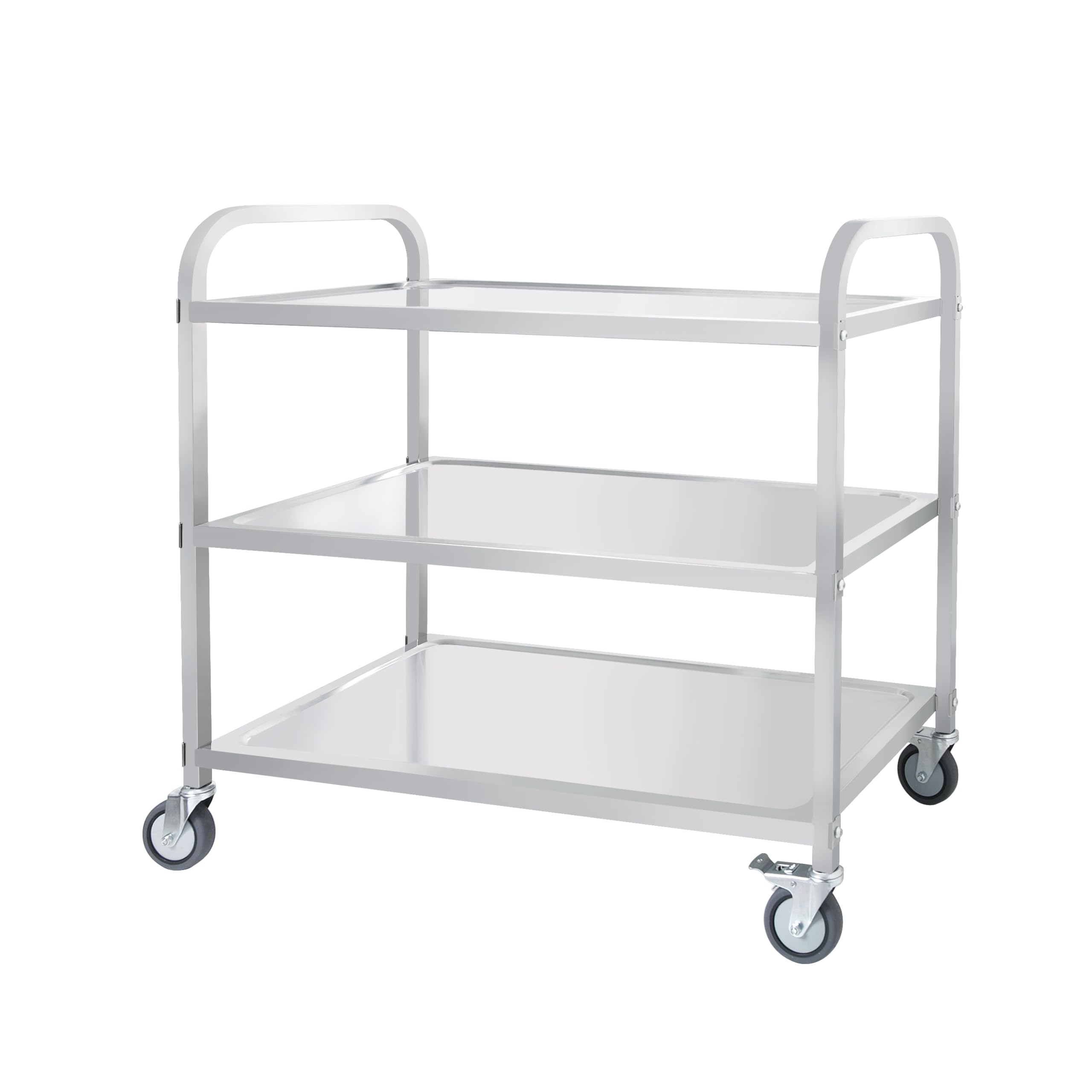 3-Tier Large Stainless Steel Cart,37x19.3x37'' Serving Cart with Wheels Utility Service Trolley 360°Rotation Storage Cart with Locking Wheels Rolling Kitchen Food Cart (37" H x 19.3" W x 37''L)