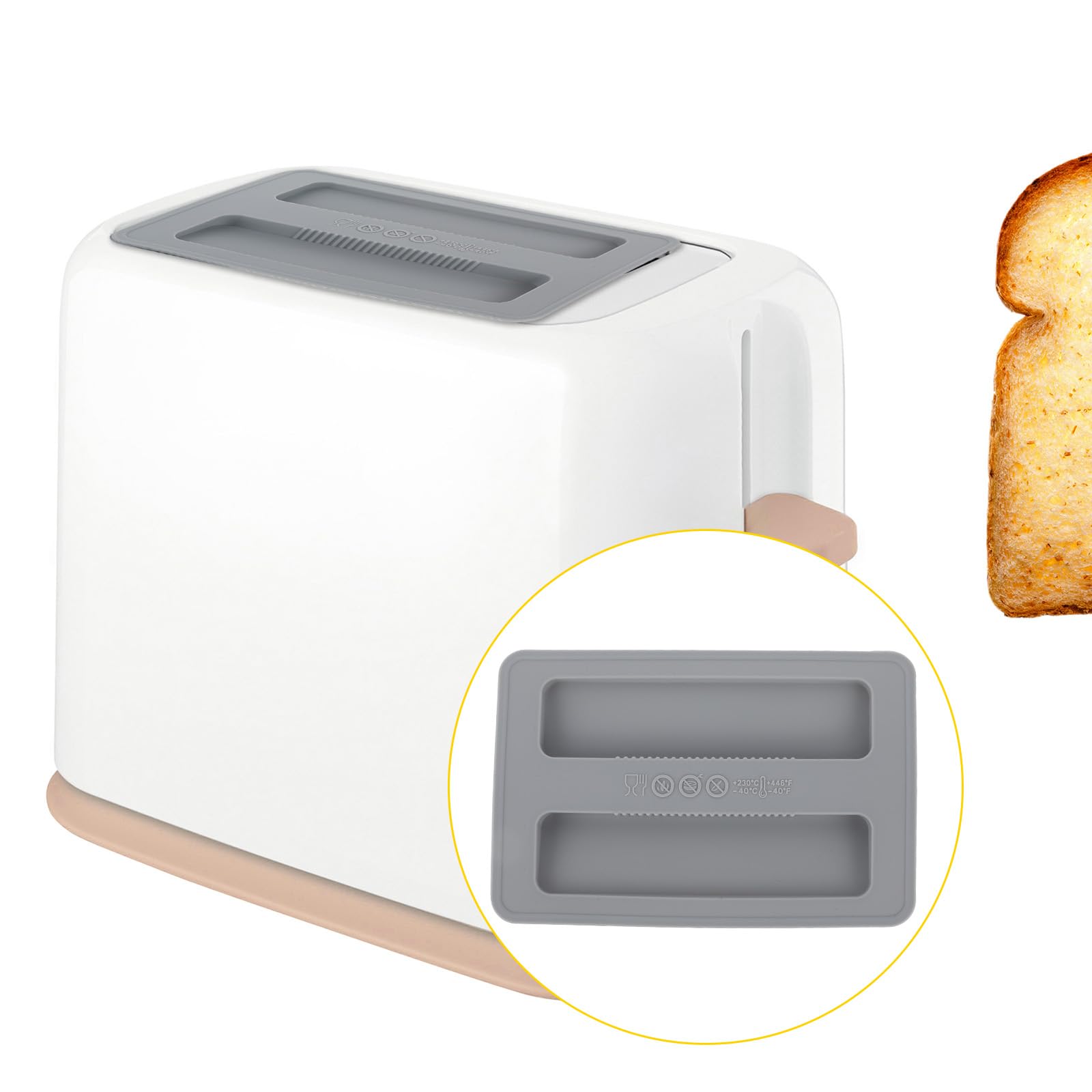 COMNICO Toaster Cover, 2Pcs Silicone Toaster Dust Cover Grey Toaster Appliance Top Cover Kitchen Bread Maker Lid Reusable Top Cover for Bread Sandwich Machine Bread Maker Accessories