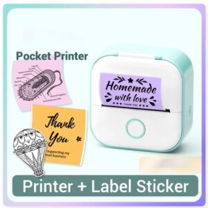 moinfle Printpod Thermal - Portable Print Pod Sticker Printer Machine, Thermal Bluetooth Mini Inkless Printer with 1 Rolls Paper Mini Printer Sticker Maker for iPhone, Journal, Notes, Kids(Yellow)