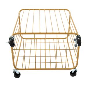 Gold Metal Laundry Hamper with Wheels,Large Capacity Laundry Basket Cart,Rolling Laundry Basket,for Living Room,Bathroom,