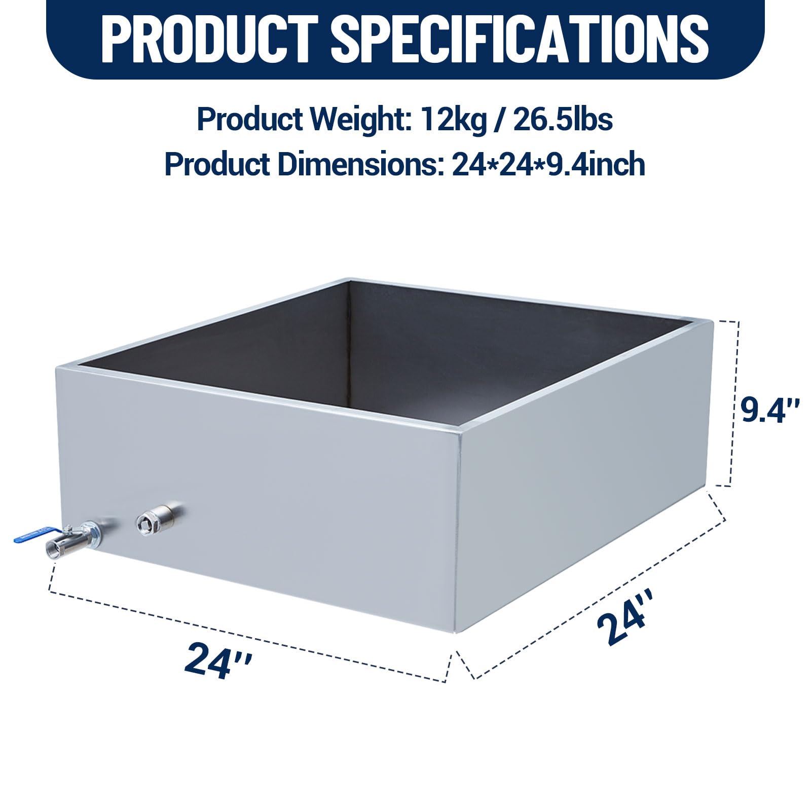 JustSmart Maple Syrup Evaporator Pan 24 * 24 * 9.4 Inch Stainless Steel Maple Syrup Boiling Pan with Valve for Boiling Maple Syrup