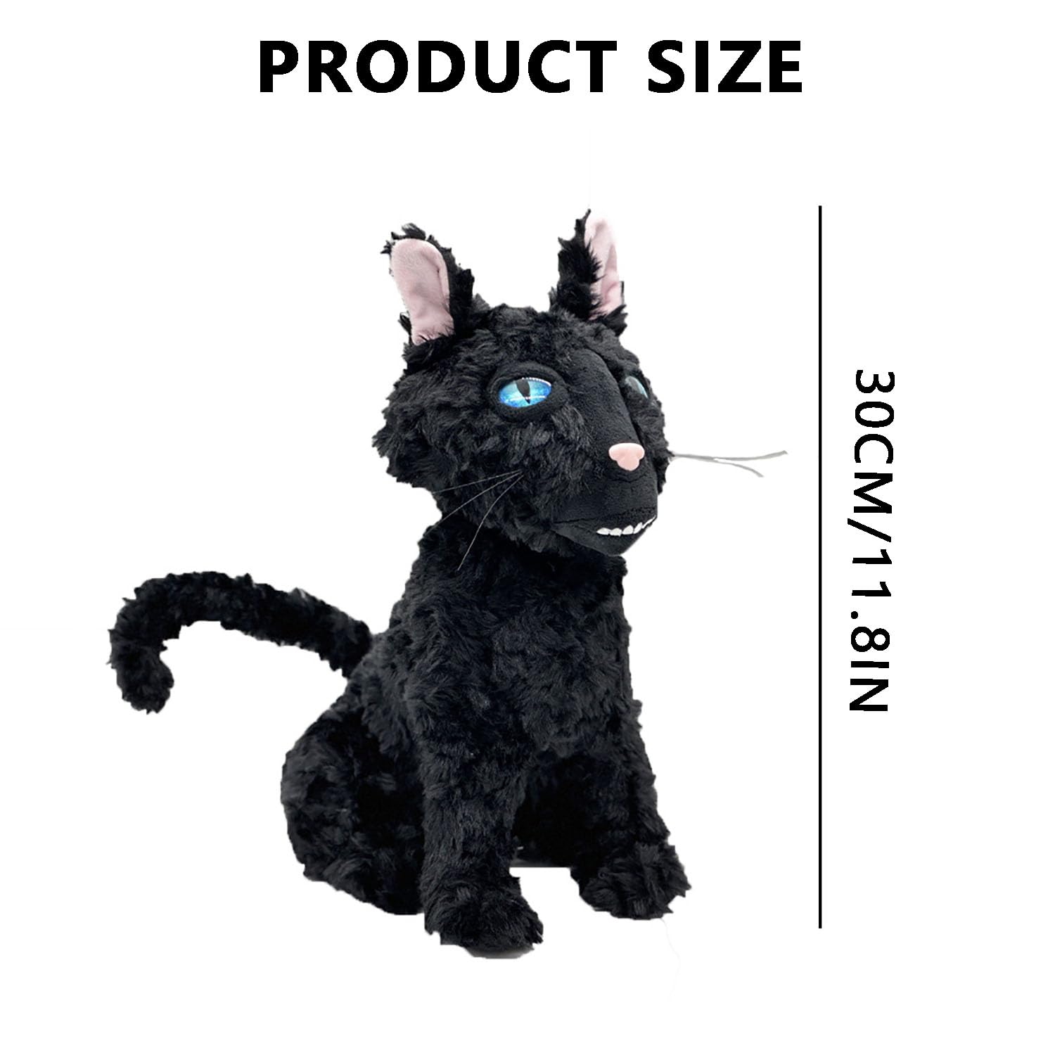 Wmena Black Cat Plush Toy, 11.8" Black Cat Stuffed Animal Plush Pillow, Ugly Cat Plush Doll, Preparing Christmas and Birthday Gifts for Fans, Boys and Girls