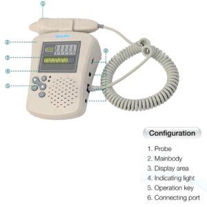 Handheld Blood Flow Rate Detector, Doppler 8Mhz Probe Detector, Detect Blood Flow Velocity Waveform, LCD Display Blood Flow Strength