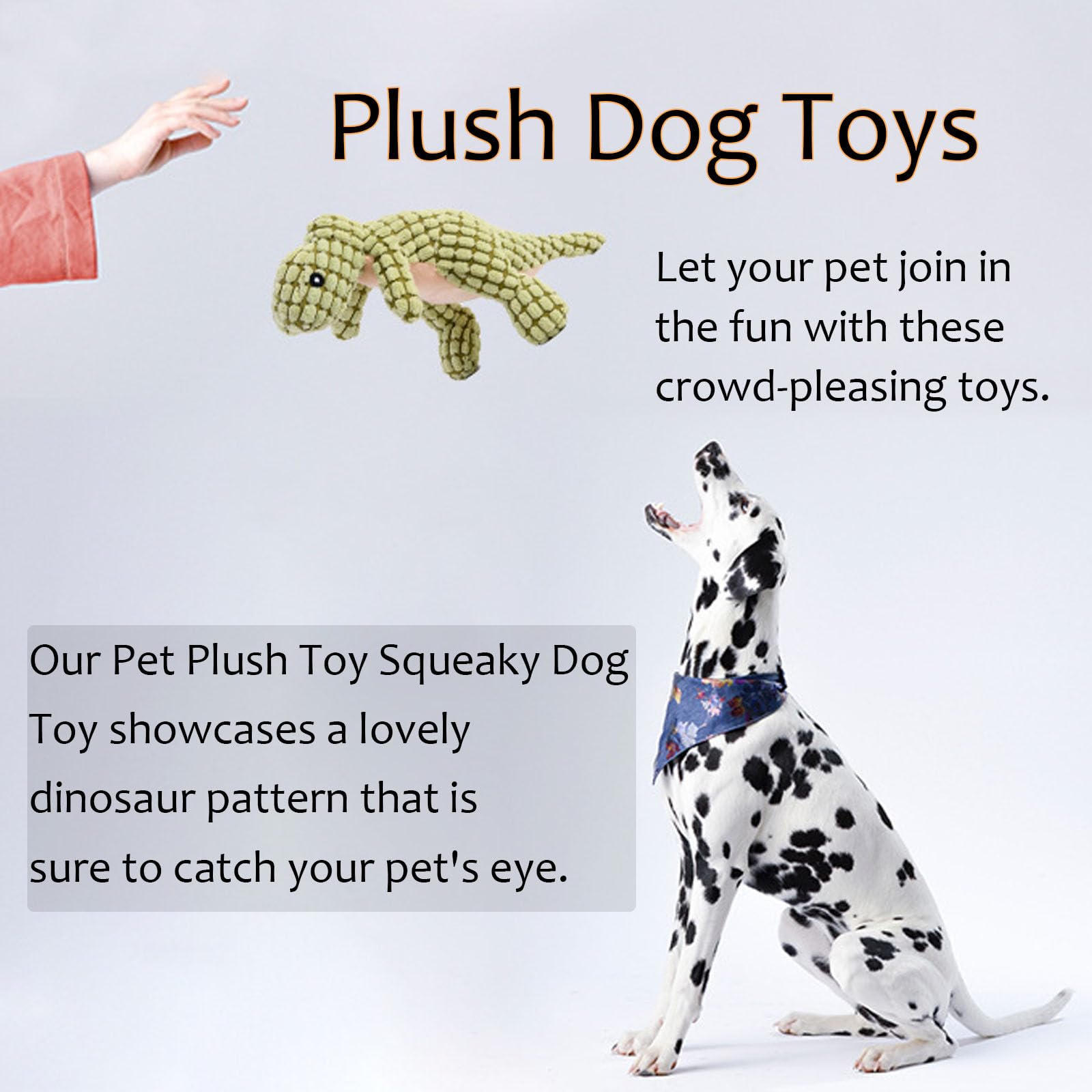 Meyufave Pet Plush Toy Squeaky Dog Toy Dinosaur Bite Resistant Tooth Grinding Soundmaking Dog Chew Toys for Puppy, Small, Middle, Big Dogs