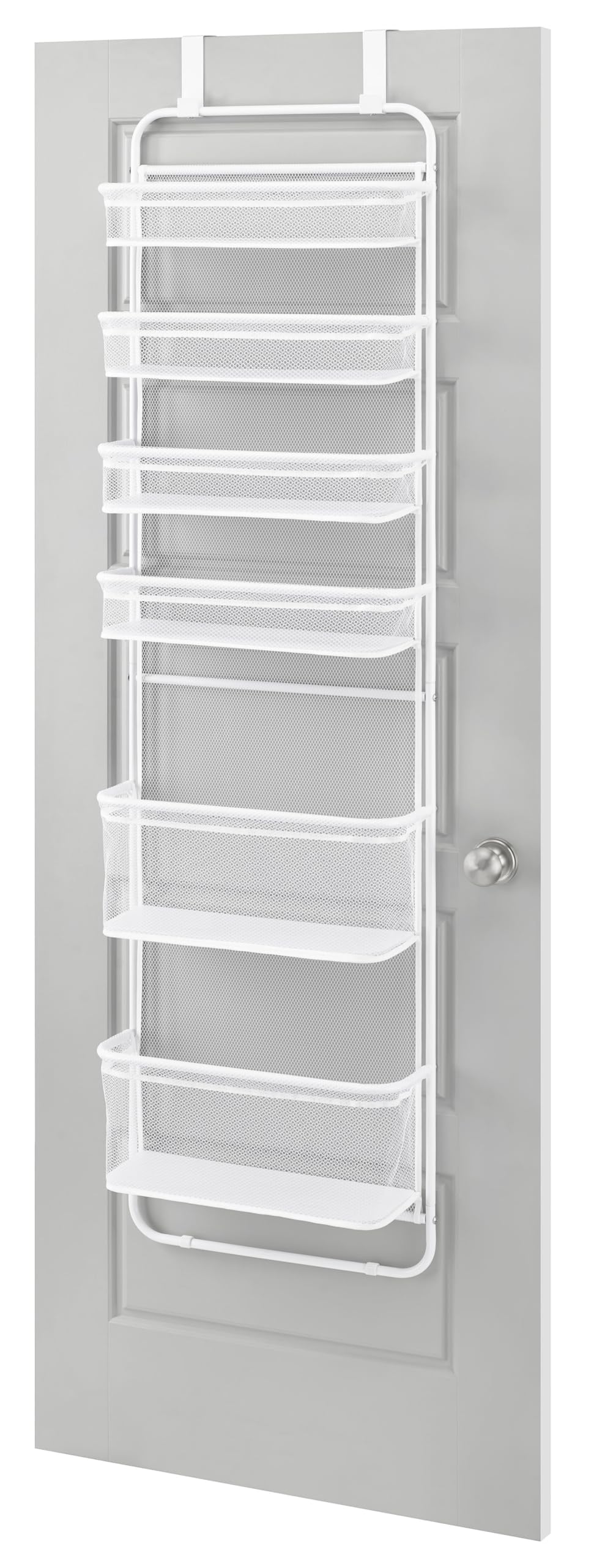 Whitmor Over The Door Organizer - 6 Sections - Pantry, Bathroom, Accessory Organizer - Metal and Mesh - White