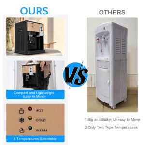 Electric Hot and Cold Water Cooler Dispenser Room Temperature Water Cold Hot Countertop Desktop Water Dispense 110V Bedside Water Dispenser for Home/Office/Dormitory Use (Champagne Gold)