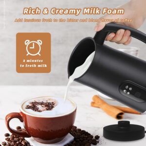 Electric Milk Frother, 4 in 1 Milk Steamer with Two Frothing Whisks, Saicefe 11.8oz/350ml Automatic Warm and Cold Foam Maker for Coffee, Latte, Cappuccino, Macchiato, Hot Chocolate (Black)