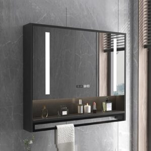 bathroom storage cabinet wall mounted, medicine cabinets with mirrors, farmhouse medicine cabinet with mirror, vanity mirror medicine cabinet with storage, for bathroom, living room(black,70cm)