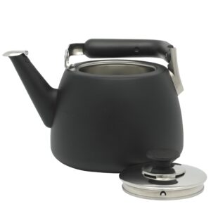 Sur La Table Kitchen Essentials Large 2 QT Heavy Gauge Stainless Steel Whistling Tea Kettle - Matte Black