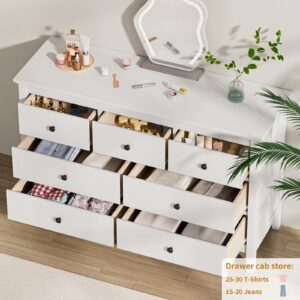 CARPETNAL White Dresser for Bedroom, 7 Drawer Dresser with Wide Drawers and Metal Handles, Woode Dressers & Chests of Drawers for Hallyway, Entryway.