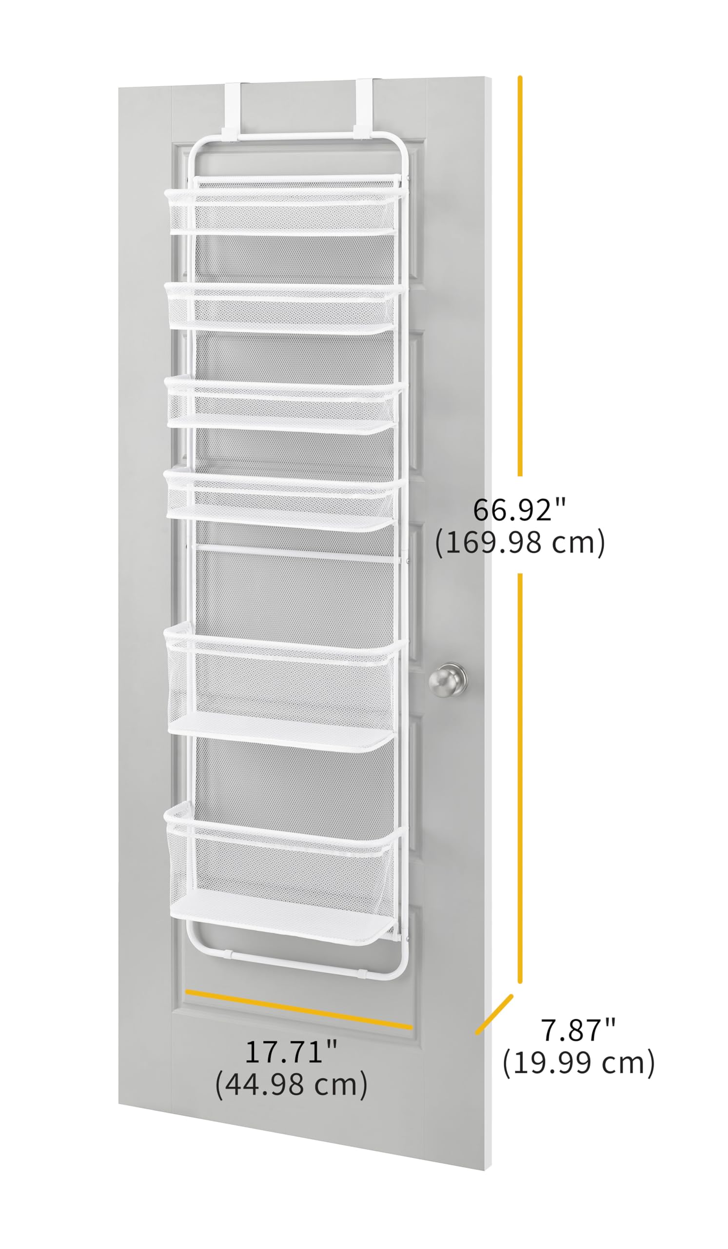 Whitmor Over The Door Organizer - 6 Sections - Pantry, Bathroom, Accessory Organizer - Metal and Mesh - White