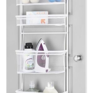 Whitmor Over The Door Organizer - 6 Sections - Pantry, Bathroom, Accessory Organizer - Metal and Mesh - White