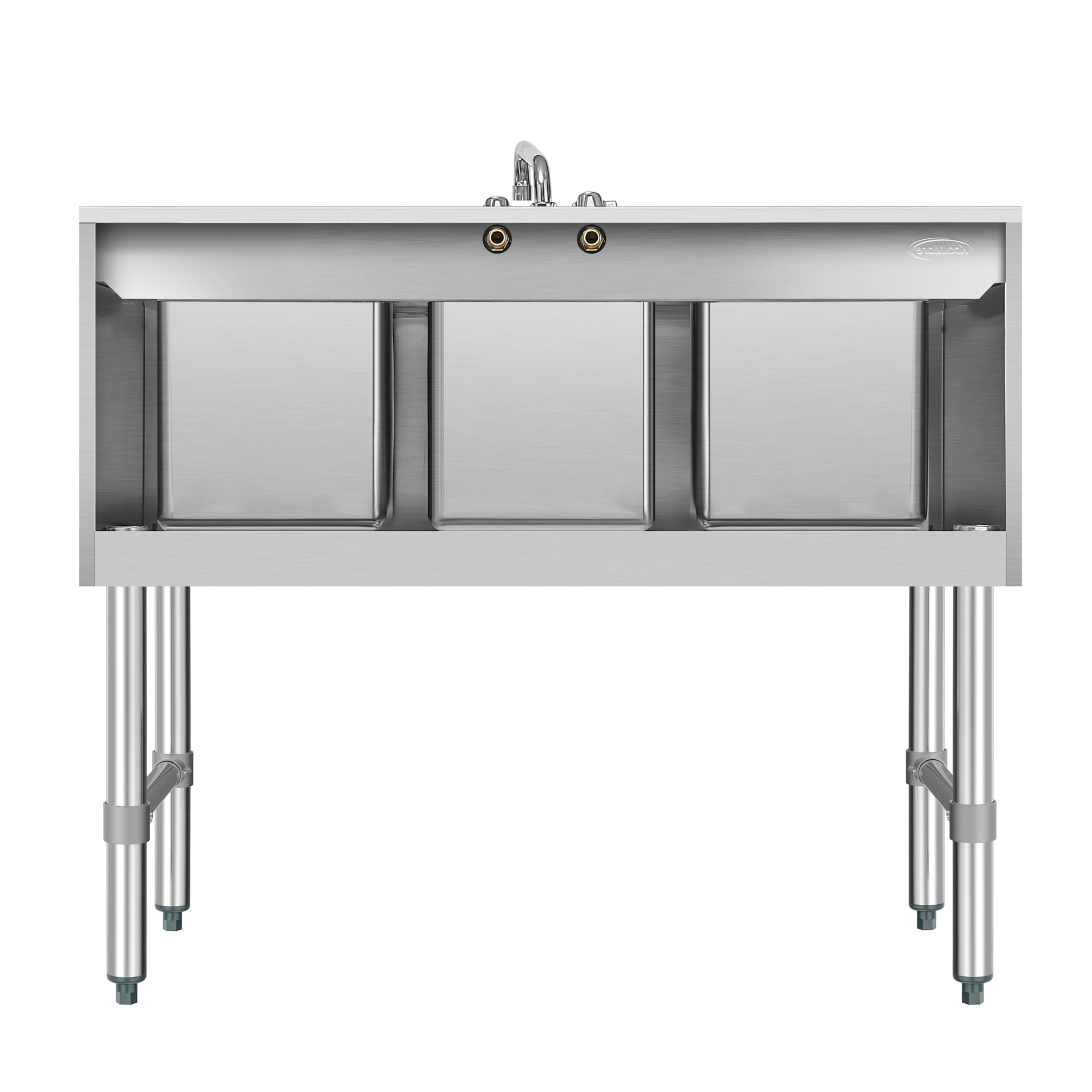 KoolMore 38 in. Three-Compartment Commercial Bar Sink with 3 in. Backsplash and Faucet, NSF Certified in Stainless Steel (SBR3B38-320)