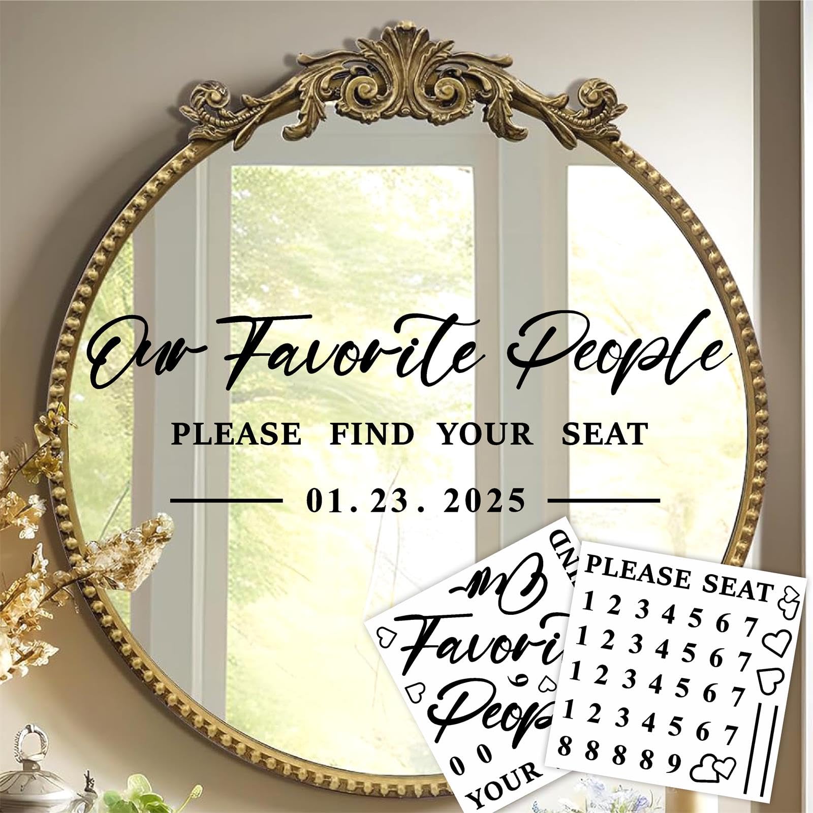 Wedding Seating Chart Decals Stickers Welcome Wedding Signs Decor for Party Entry Our Favorite People Find Your Seat Decals for Wedding Mirror Seating Chart Decals Date Personalized Mr and Mrs Signs