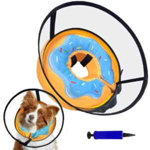 inflatable dog cone, soft dog cone collar after surgery for m l xl dogs, with detachable anti licking shield and inflator, 2 in 1 adjustable alternative, does not block vision, l