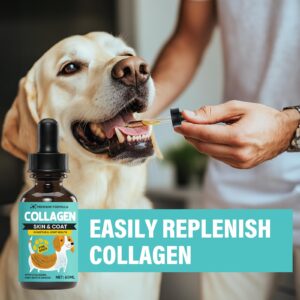 Liquid Collagen for Dogs, Dog Collagen Skin and Coat Supplement, Itch Relief for Dogs and Cats, Daily Collagen Drops Supports Joints and Digestive System Health