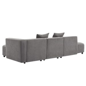 LUSPAZ Luxury L-Shape Upholstery Sectional Sofa Set, Modern Minimalist Style Comfy Curved Couch with Chaise and 2 Pillows,Grey