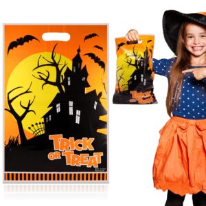 Srenta Halloween Bags for Trick or Treat Bulk, 50 Pieces Halloween Bags Bulk, 11 x 17 Inches Trick or Treat Bags Bulk, Halloween Plastic Bags for Candy, Goody, Gift, Treat Party Favor Supplies