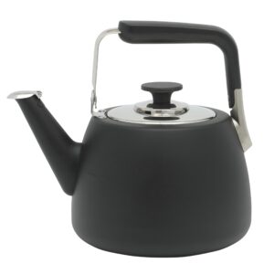 sur la table kitchen essentials large 2 qt heavy gauge stainless steel whistling tea kettle - matte black