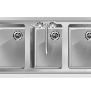 KoolMore 38 in. Three-Compartment Commercial Bar Sink with 3 in. Backsplash and Faucet, NSF Certified in Stainless Steel (SBR3B38-320)