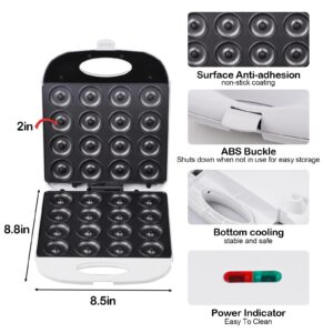 16 Hole Mini Donut Machine, Double Sided Heating Mini Donut Maker Machine,1400W Perfect for Breakfast, Snacks & Desserts,Non-stick Surface, Kid's friendly