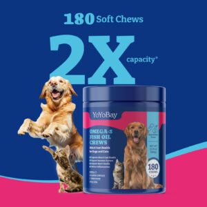 Dog Probiotics for Gut, Immune & Skin Health + Fish Oil Chews for Anti-Inflammation, Skin & Coat Health - 180 Soft Chews