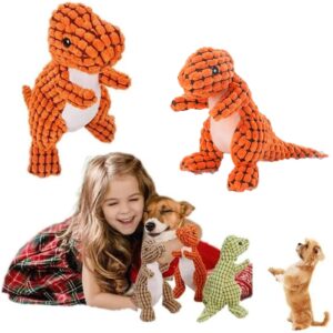 Meyufave Pet Plush Toy Squeaky Dog Toy Dinosaur Bite Resistant Tooth Grinding Soundmaking Dog Chew Toys for Puppy, Small, Middle, Big Dogs