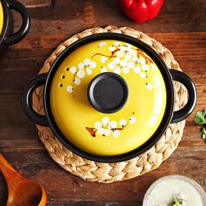 Traditional Moroccan Tagine Pot for Cooking, Ceramic Casserole Dish Tajine Pot Tapered Lid with Tray Compatible with Gas Stove Braised Chicken Soup with All Stovetops