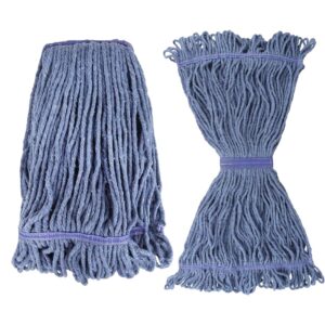 2pcs mop heads replacements, heavy duty mop head commercial replacement,blue wet industrial string mop heads for 3 typs commercial mop handle