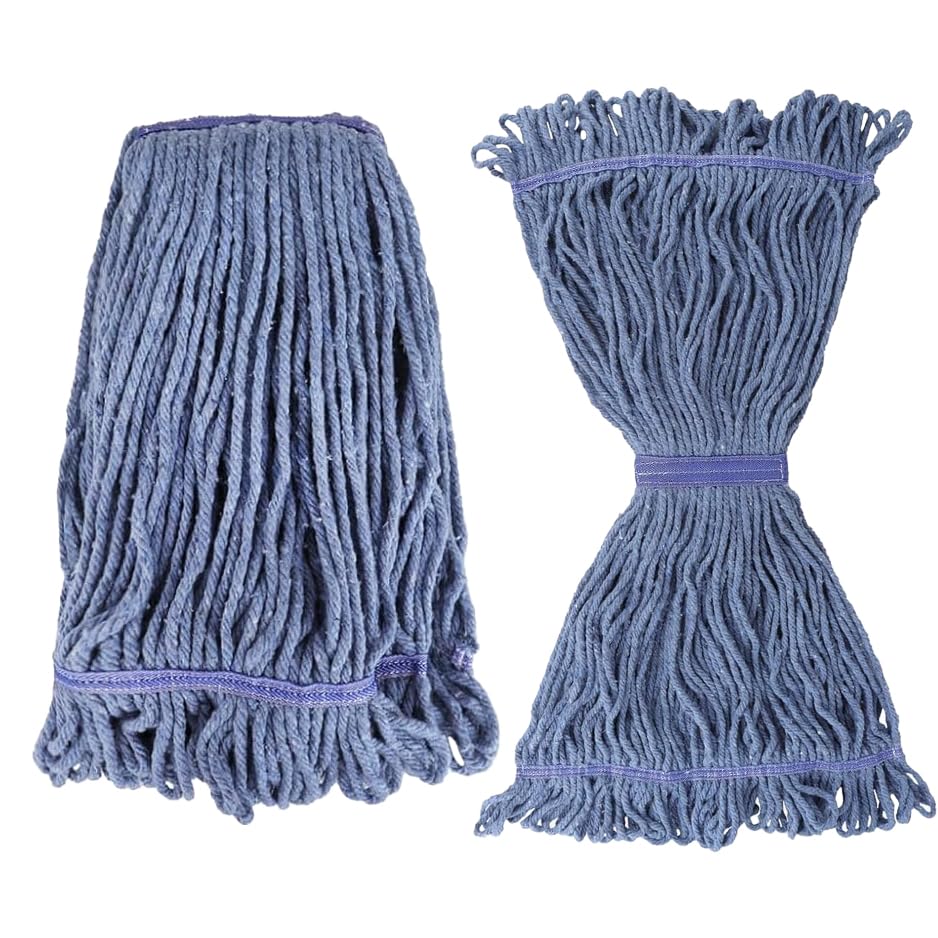 2Pcs Mop Heads Replacements, Heavy Duty Mop Head Commercial Replacement,Blue Wet Industrial String Mop Heads for 3 Typs Commercial Mop Handle