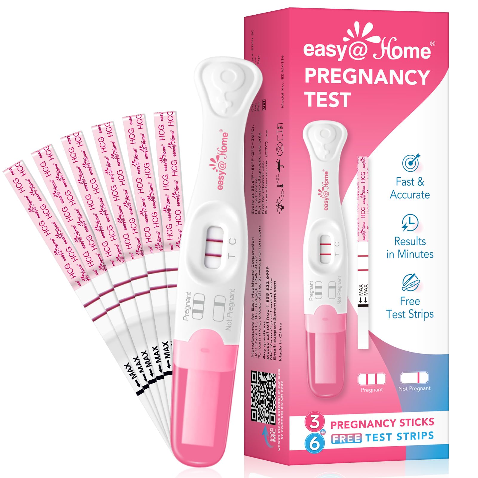 Easy@Home Pregnancy Test Sticks + Easy@Home Smart Basal Thermometer + Easy@Home Ovulation Test Strips (100-pack)