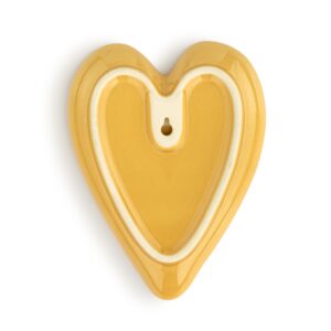 DEMDACO May Your Life Be Full Of Zest - 6.5 x 4.5 Inch Yellow Stoneware Heart Shaped Kitchen Utensil Spoon Rest