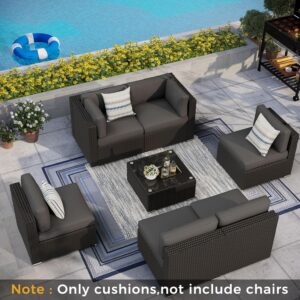 Incbruce 14 Piece Outdoor Replacement Cushions for Patio Furniture, Outdoor Couch Cushions Patio Sofa Cushions (6 Seat Cushion, 6 Back Cushion and 2 Corner Cushion) with Zipper (Grey)