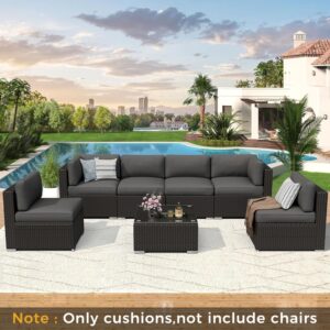 Incbruce 14 Piece Outdoor Replacement Cushions for Patio Furniture, Outdoor Couch Cushions Patio Sofa Cushions (6 Seat Cushion, 6 Back Cushion and 2 Corner Cushion) with Zipper (Grey)