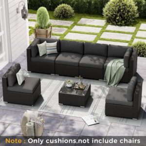 Incbruce 14 Piece Outdoor Replacement Cushions for Patio Furniture, Outdoor Couch Cushions Patio Sofa Cushions (6 Seat Cushion, 6 Back Cushion and 2 Corner Cushion) with Zipper (Grey)