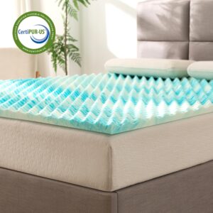 Elegant Comfort 2 Inch Mattress Topper - Gel Infused Memory Foam - Assist with Airflow - Pressure Points Support - Mattress Pad and Bed Topper - Blue Swirl, California King Size