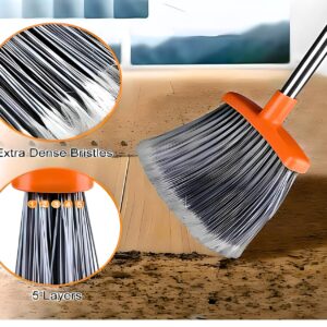 Self-Cleaning Broom and Dustpan Set, Stand Up, Indoor & Outdoor, Gray & Orange (Orange and Gray)