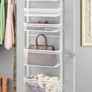 Whitmor Over The Door Organizer - 6 Sections - Pantry, Bathroom, Accessory Organizer - Metal and Mesh - White