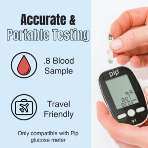 Pip V1 Blood Glucose Test Strips, 50 Count Blood Sugar Test Strips for Diabetes, Use with Pip V1 Blood Glucose Monitor Only