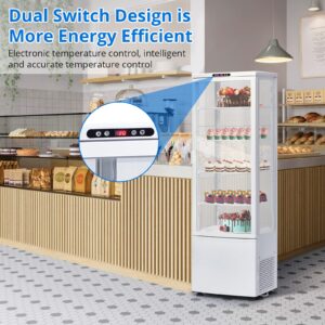 238L refrigerated display cabinet, floor-standing glass door refrigerator, with LED lighting and automatic defrost function, adjustable internal shelves, suitable for bars, restaurants, offices, homes